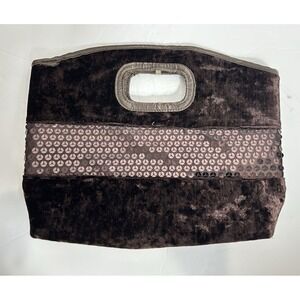 Y2K‎ Brown Velvet Sequin Purse Evening Clutch Boho Forest Fairy Grunge Goth Hoco